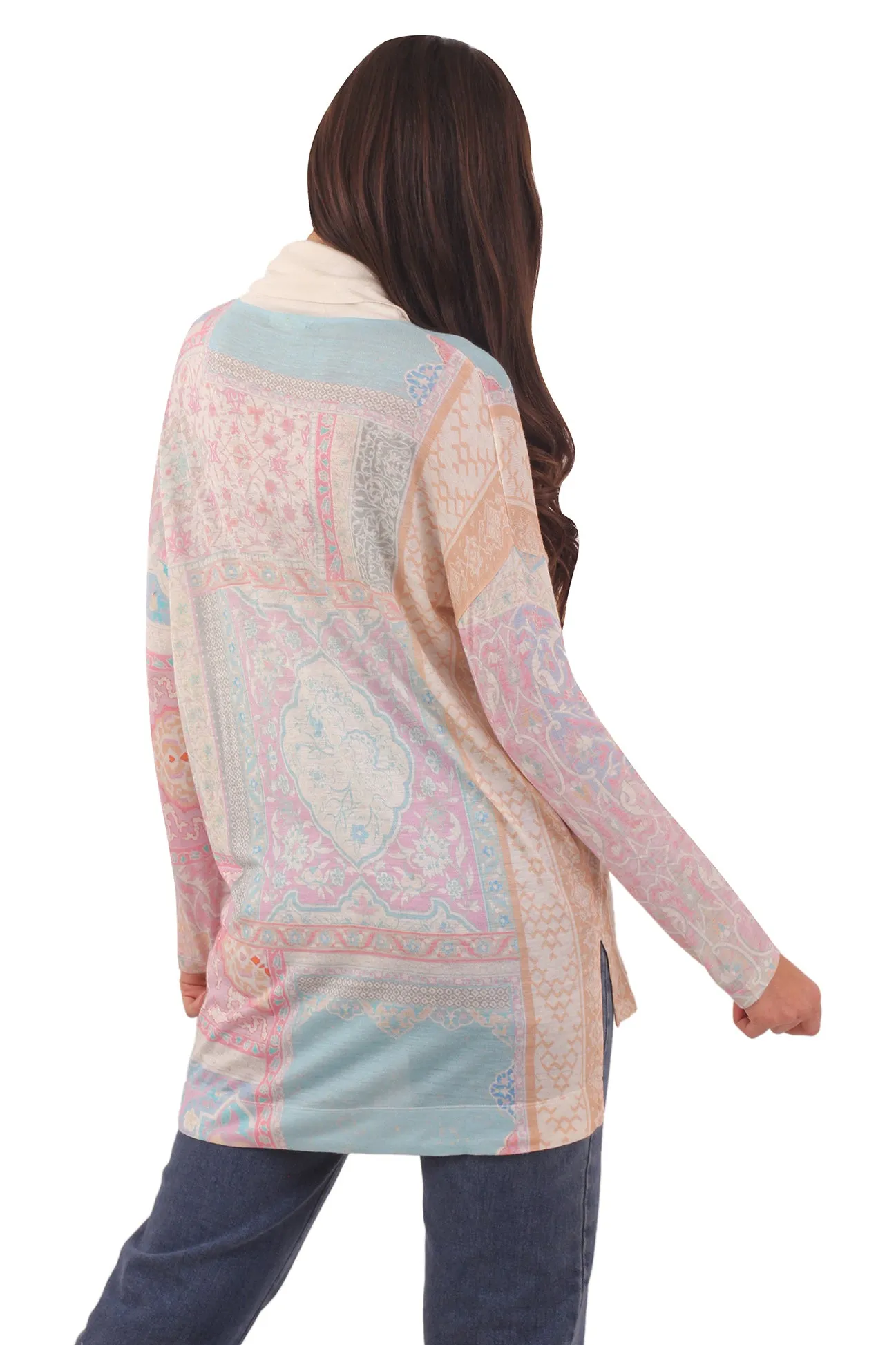 Muted Paisley Top - Mock neck