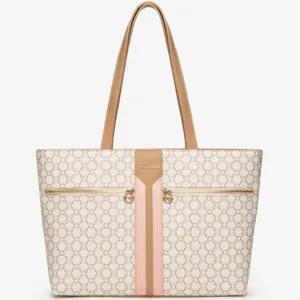 NeroGiardini Beige & Peach Pattern Tote Bag