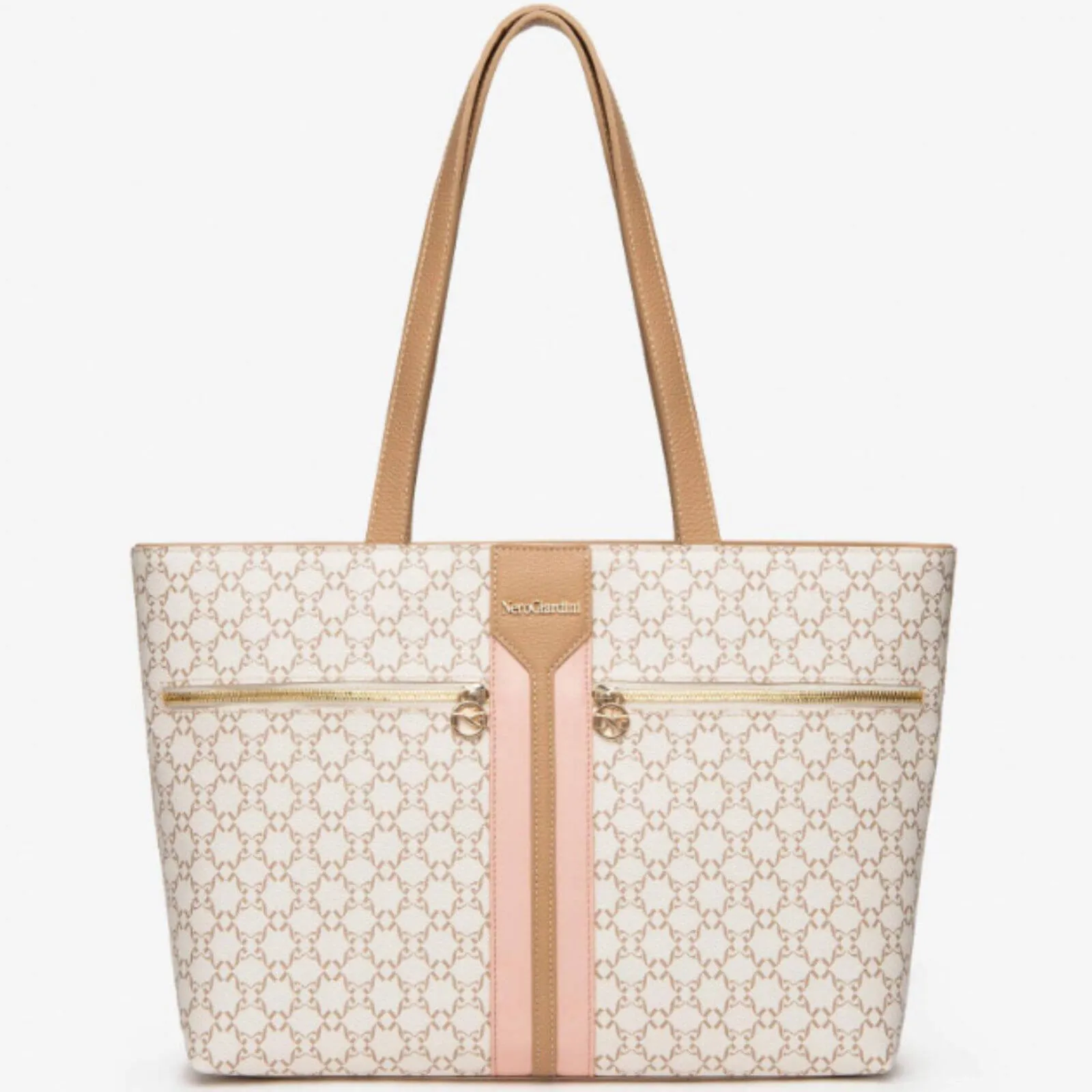 NeroGiardini Beige & Peach Pattern Tote Bag
