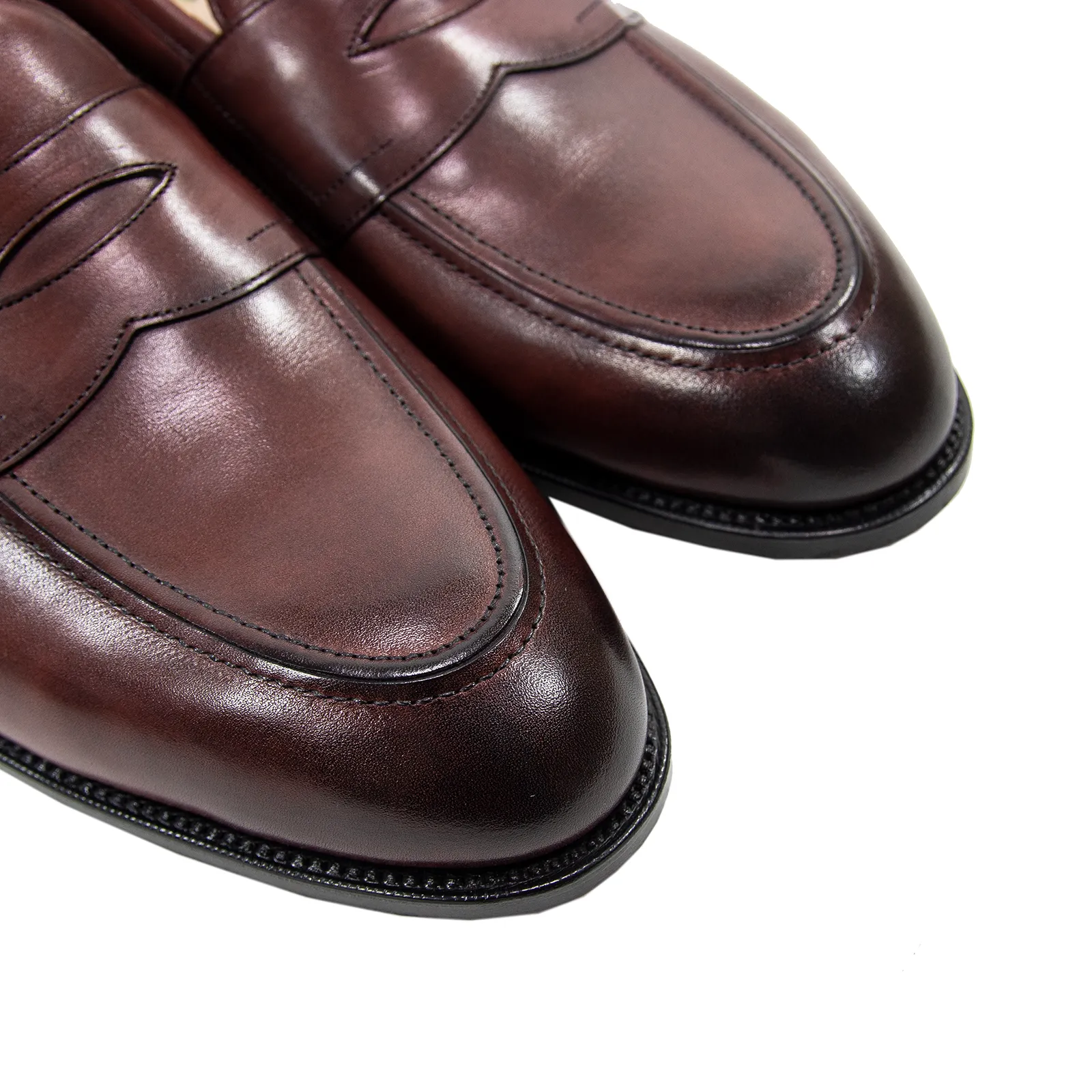 NIB $1390 Edward Green Piccadilly E184 Burgundy Antique Penny Loafers 10.5US