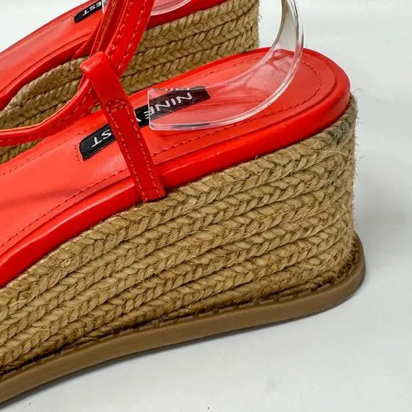 Nine West Alexx Orange Strappy Wedge Espadrille Sandal, NEW, Size 6, MSRP $89