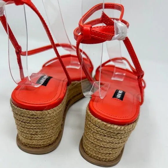 Nine West Alexx Orange Strappy Wedge Espadrille Sandal, NEW, Size 6, MSRP $89