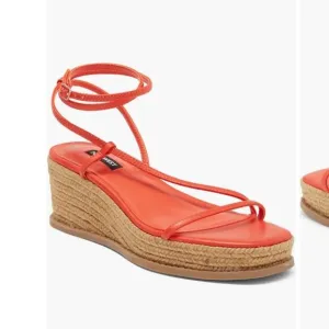 Nine West Alexx Orange Strappy Wedge Espadrille Sandal, NEW, Size 6, MSRP $89