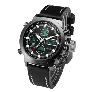 NORTH Double Movement Mens Watch with Leather Band and Case