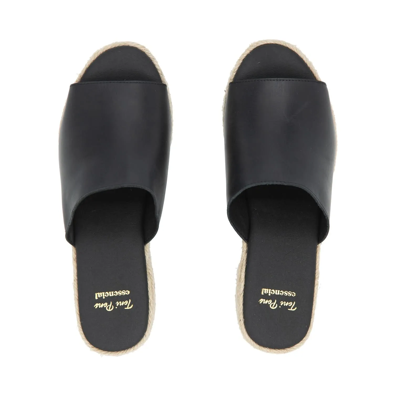 Open Toe Leather Espadrille with Wide Heel for Women - Andrea
