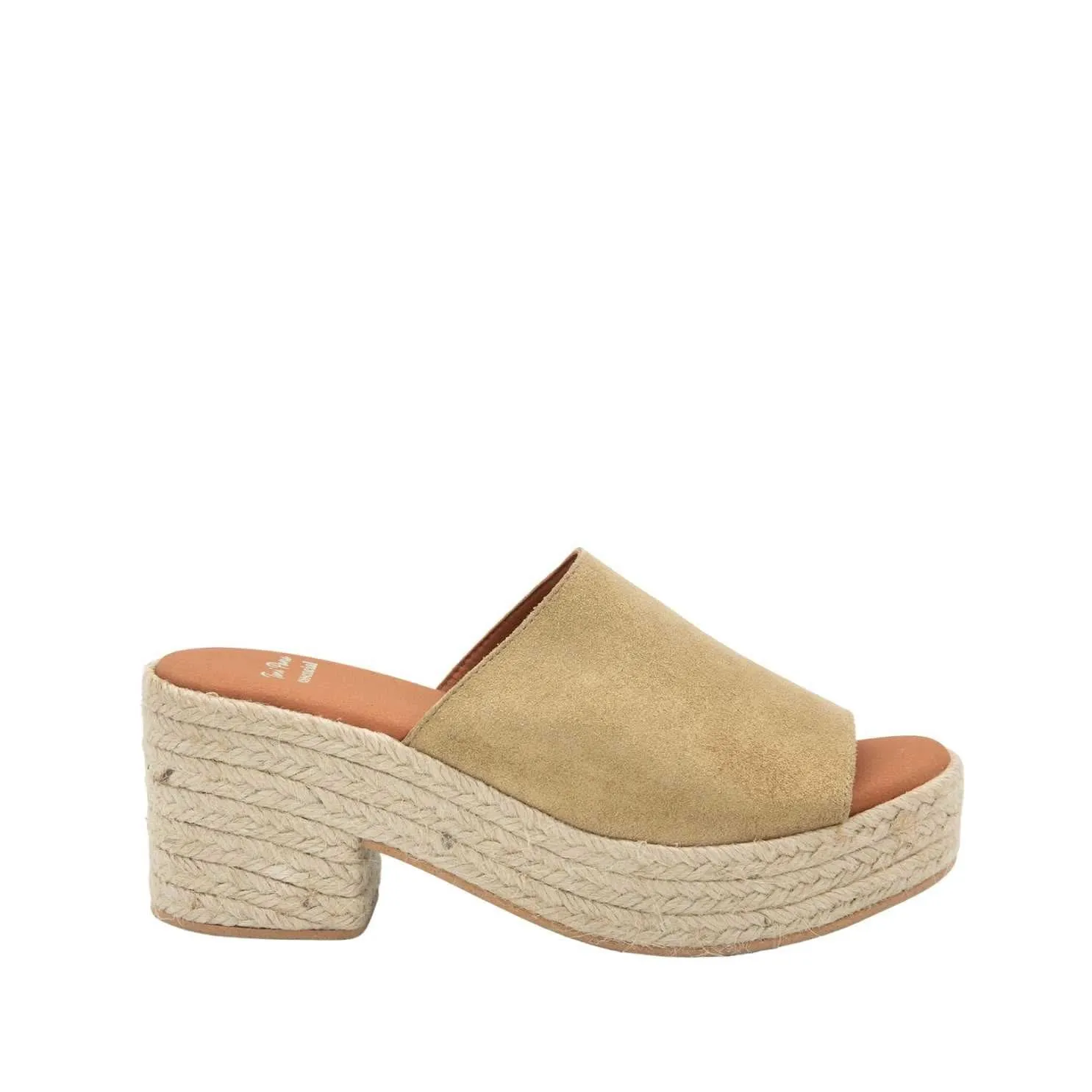 Open Toe Leather Espadrille with Wide Heel for Women - Andrea