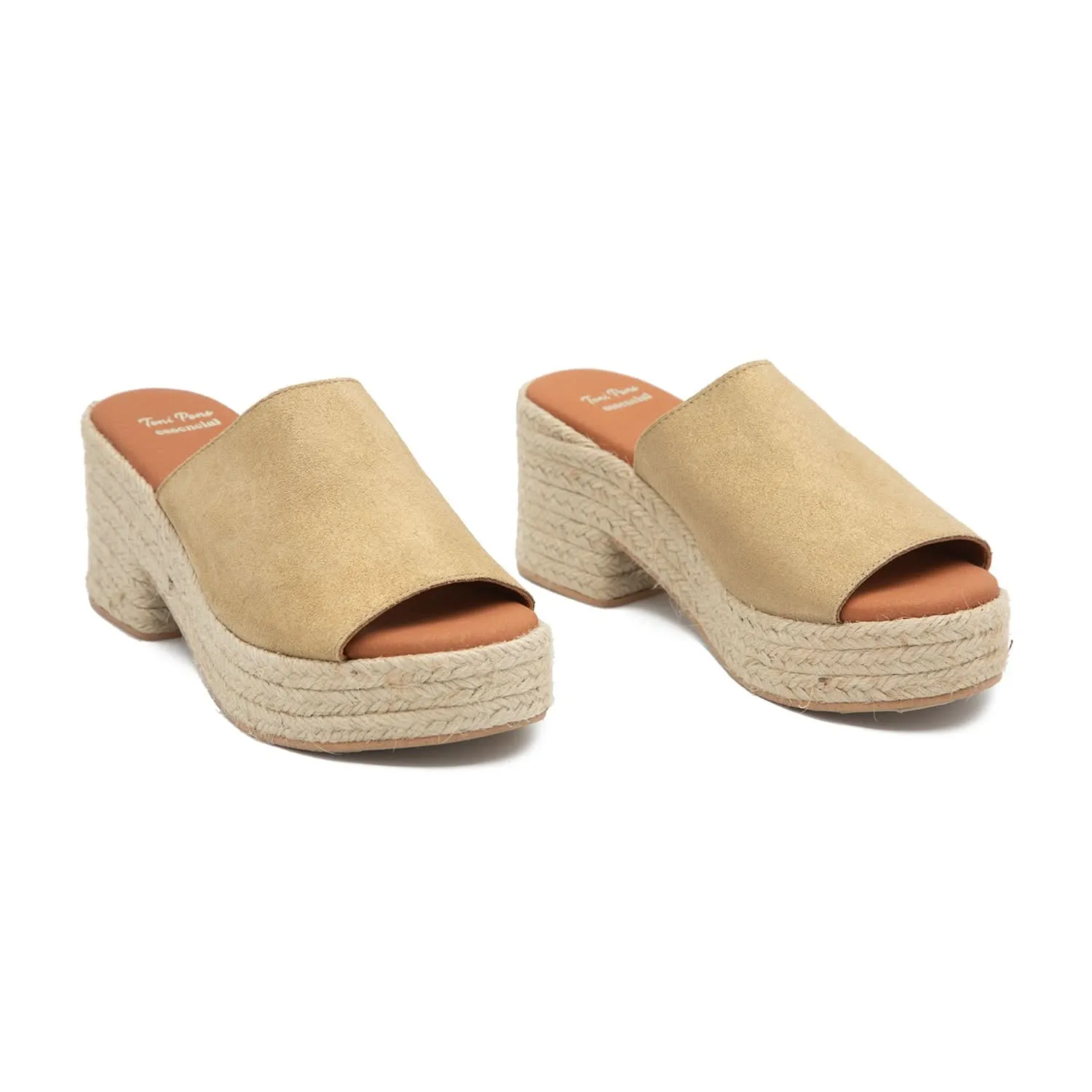 Open Toe Leather Espadrille with Wide Heel for Women - Andrea