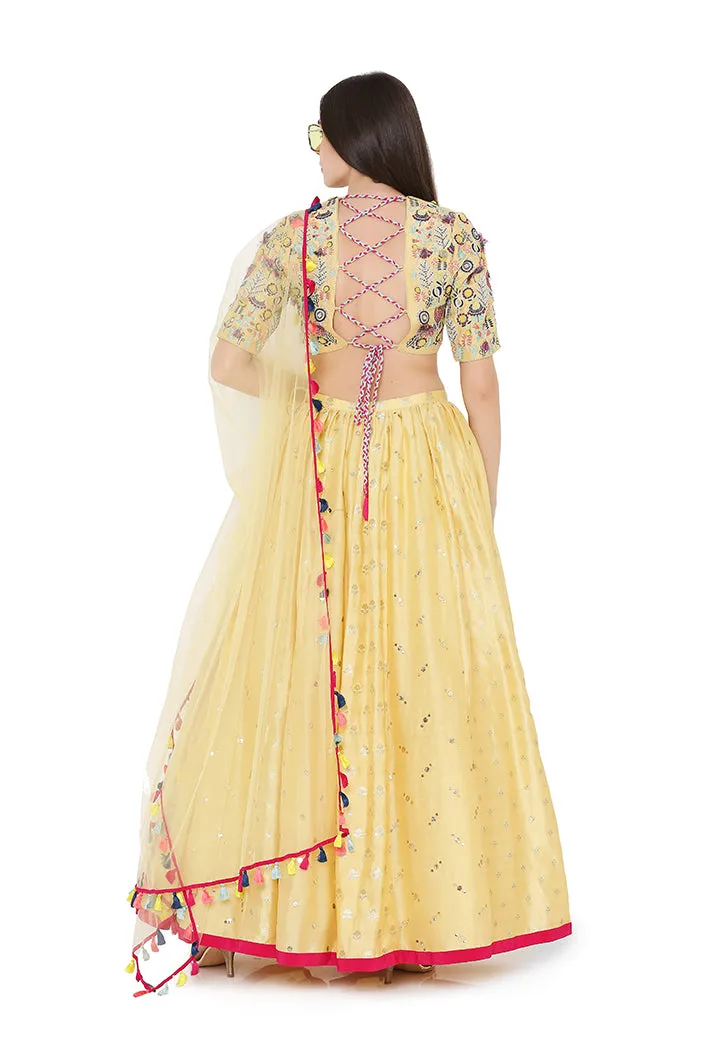 PALE YELLOW LEHENGA SET PS-LH0021-C