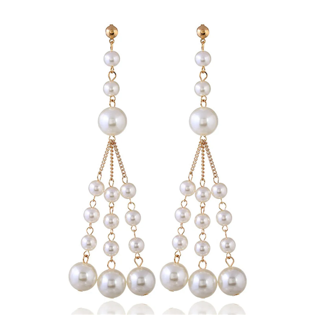 Pearl & 18K Gold-Plated Tassel Drop Earrings