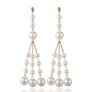 Pearl & 18K Gold-Plated Tassel Drop Earrings
