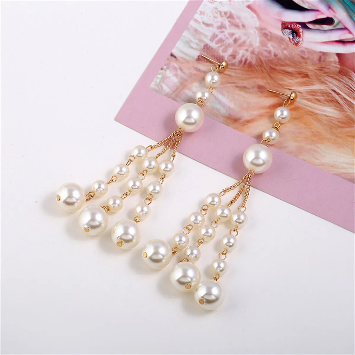 Pearl & 18K Gold-Plated Tassel Drop Earrings