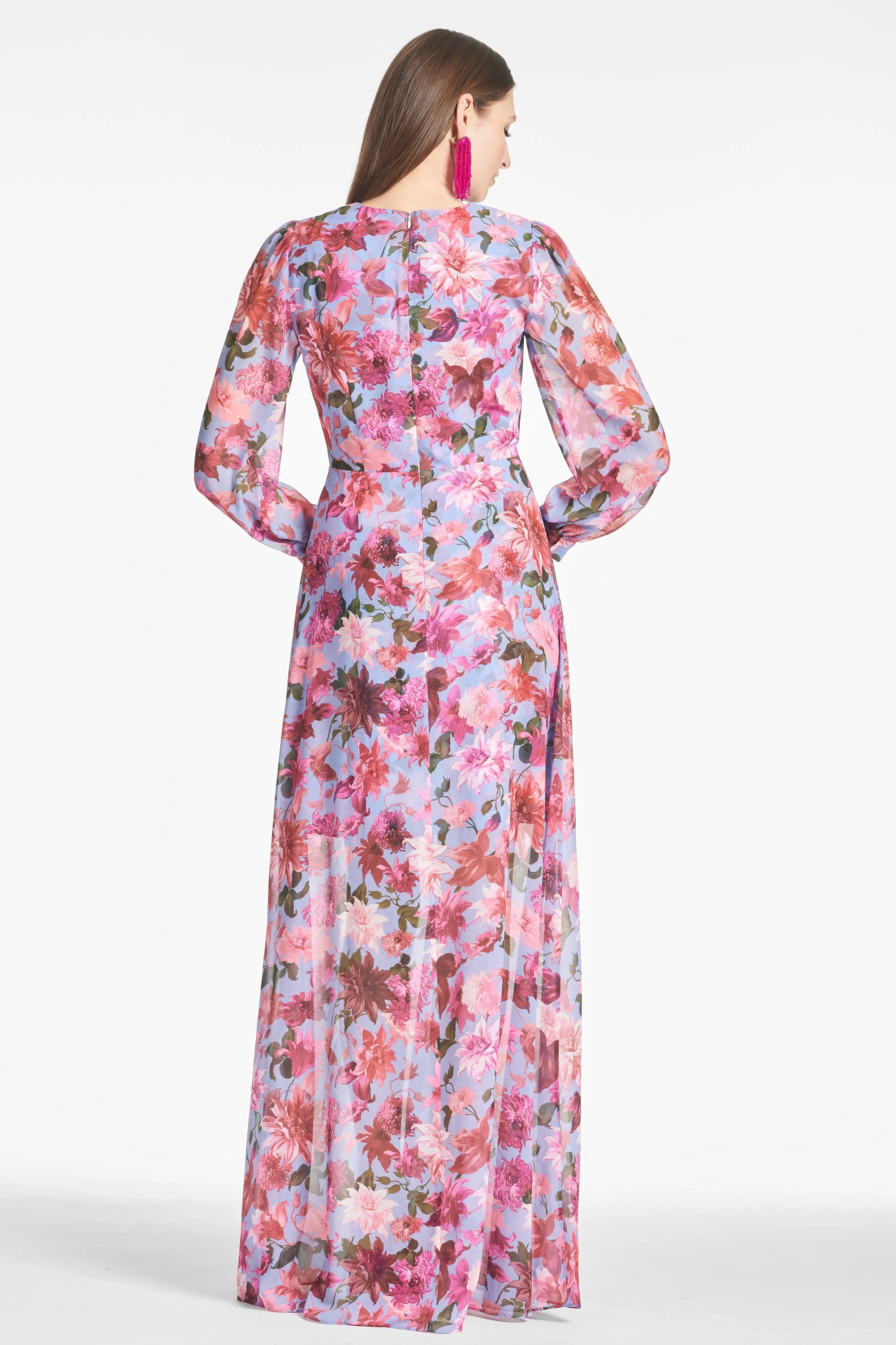 PENNY MAXI DRESS - PINK/PERIWINKLE DAHLIA