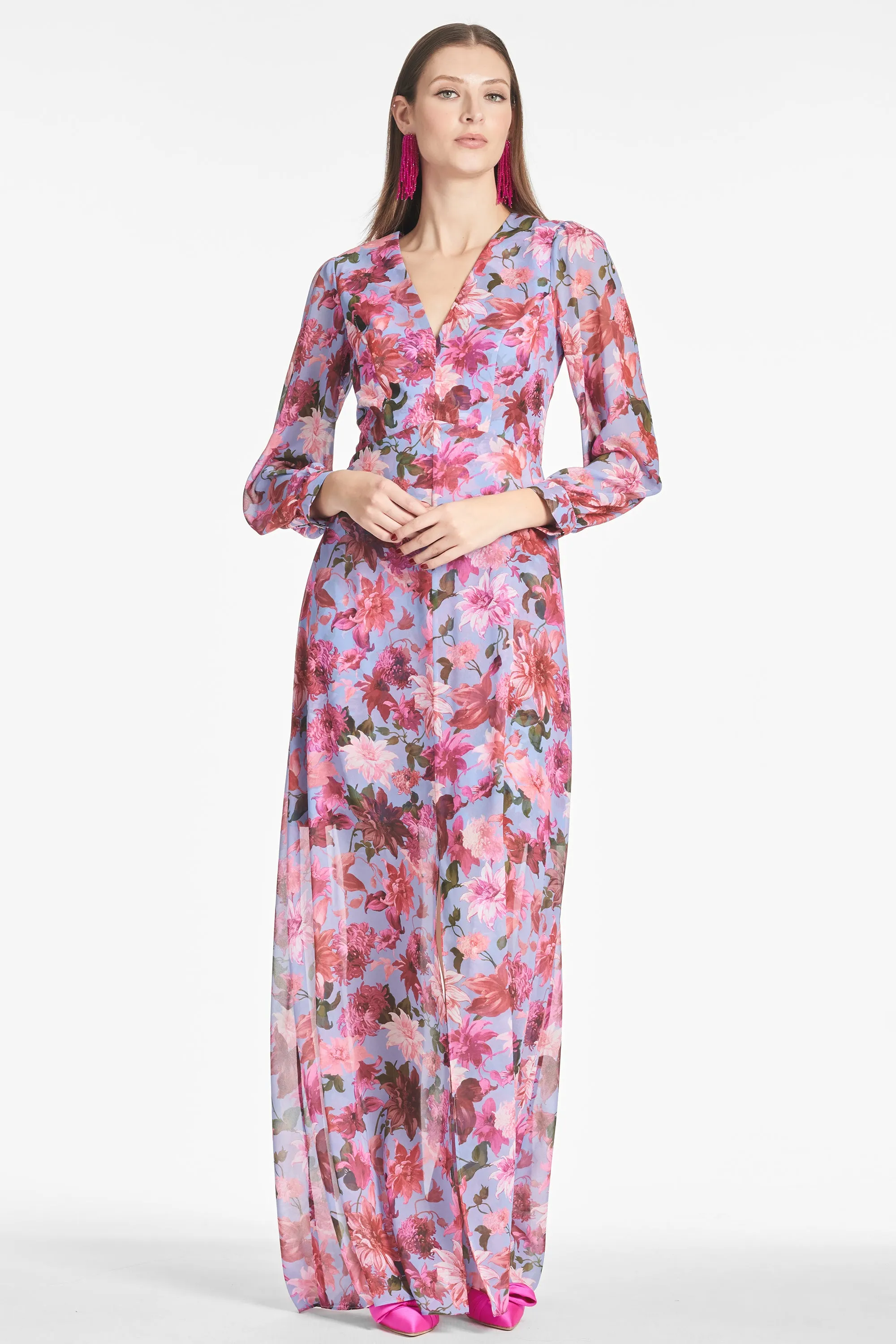 PENNY MAXI DRESS - PINK/PERIWINKLE DAHLIA