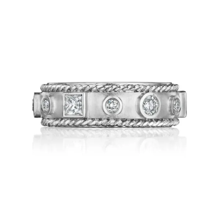 Penny Preville Matte Gold Round & Princess Cut Diamond Ring