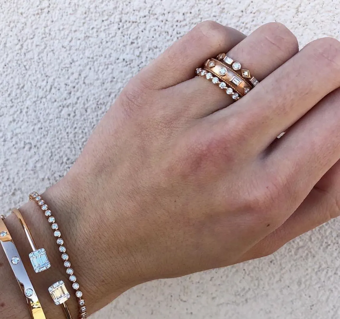 Penny Preville Matte Gold Round & Princess Cut Diamond Ring