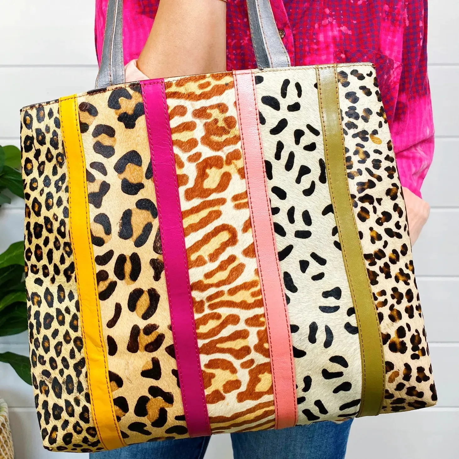 Perry Patchwork Leather and Hair-on-Hide Tote