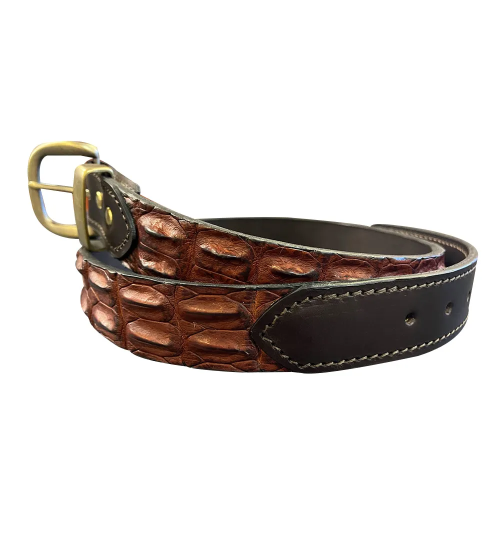 Porter Crocodile Belt  Brown & Brass