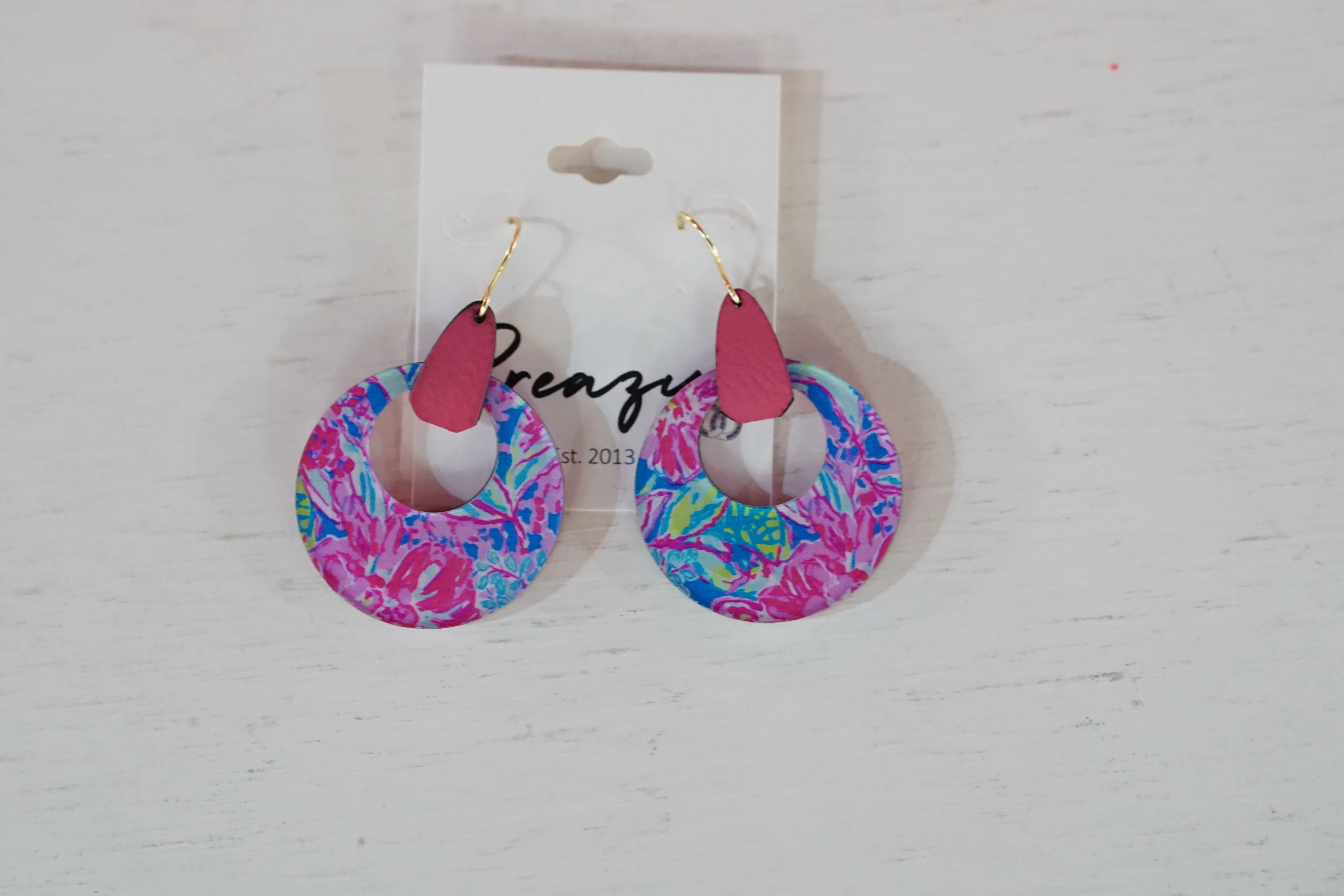 Preppy Pink Stirrup Dangle Earrings