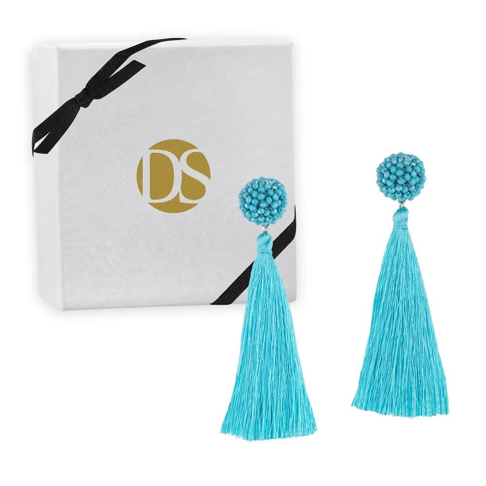 "Time to Bloom" Handcrafted Crochet Faceted Beaded Crystal Tassel Earrings