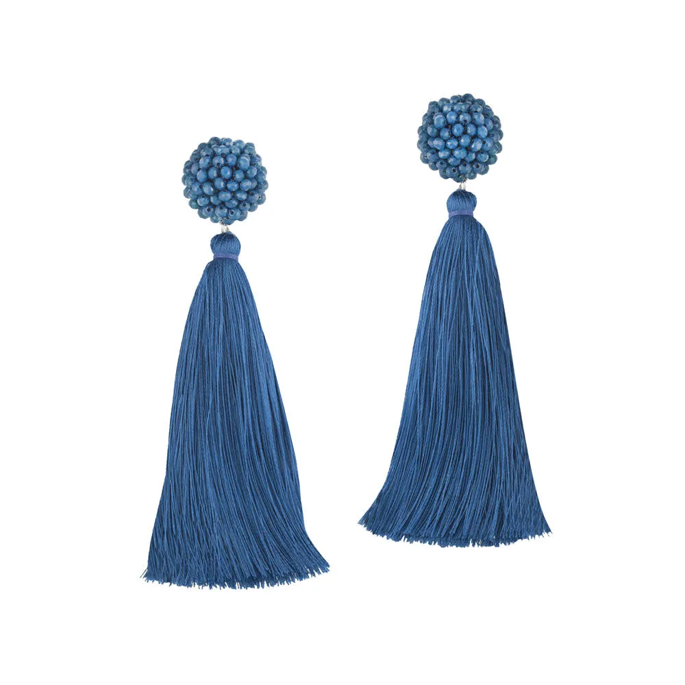 "Time to Bloom" Handcrafted Crochet Faceted Beaded Crystal Tassel Earrings