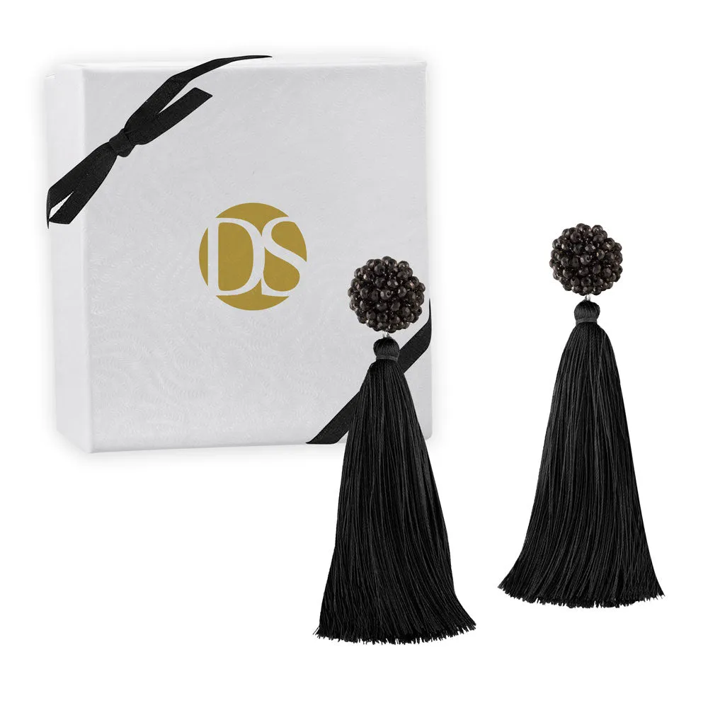 "Time to Bloom" Handcrafted Crochet Faceted Beaded Crystal Tassel Earrings