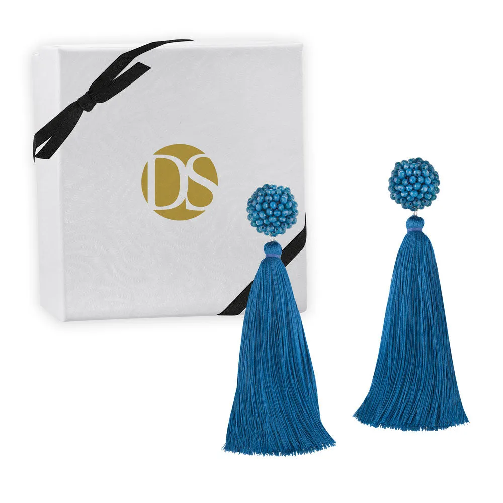 "Time to Bloom" Handcrafted Crochet Faceted Beaded Crystal Tassel Earrings