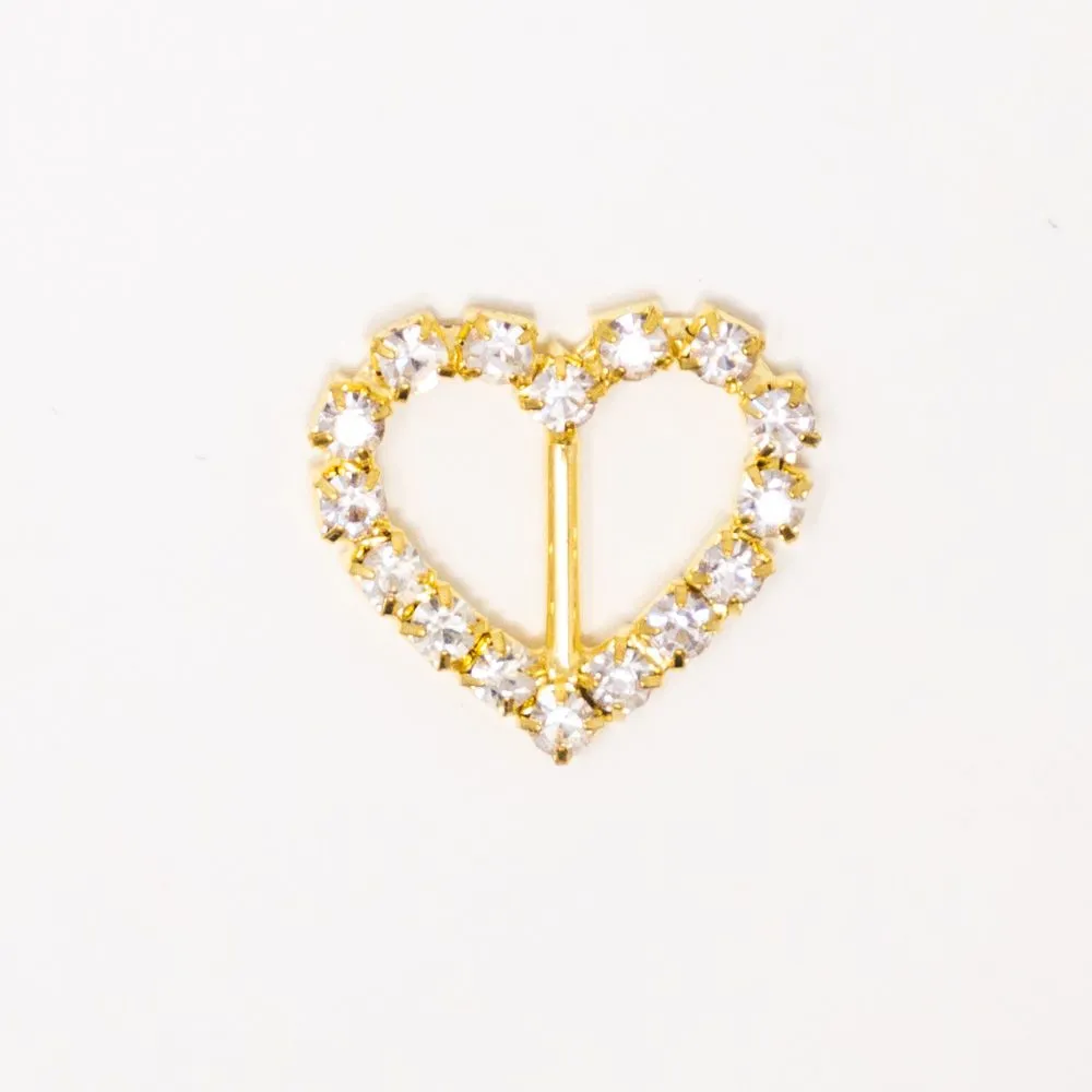Rhinestone Ribbon Slide Heart