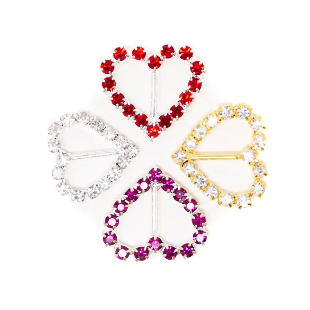 Rhinestone Ribbon Slide Heart