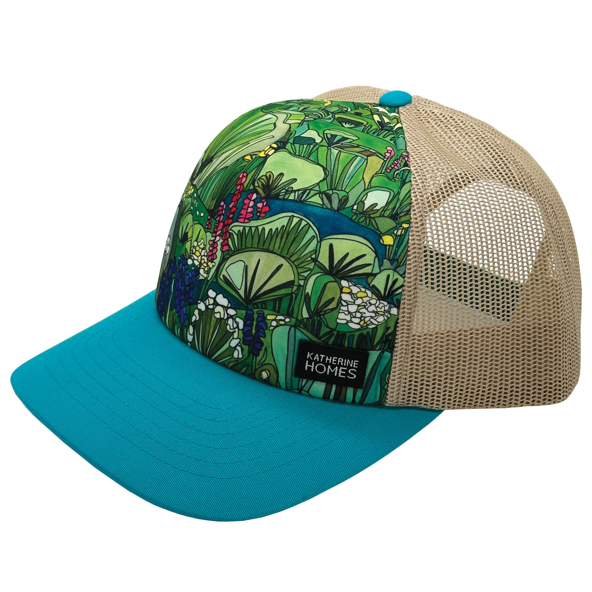 Sagebrush and Wildflowers Trucker Hat | Teal and Oat