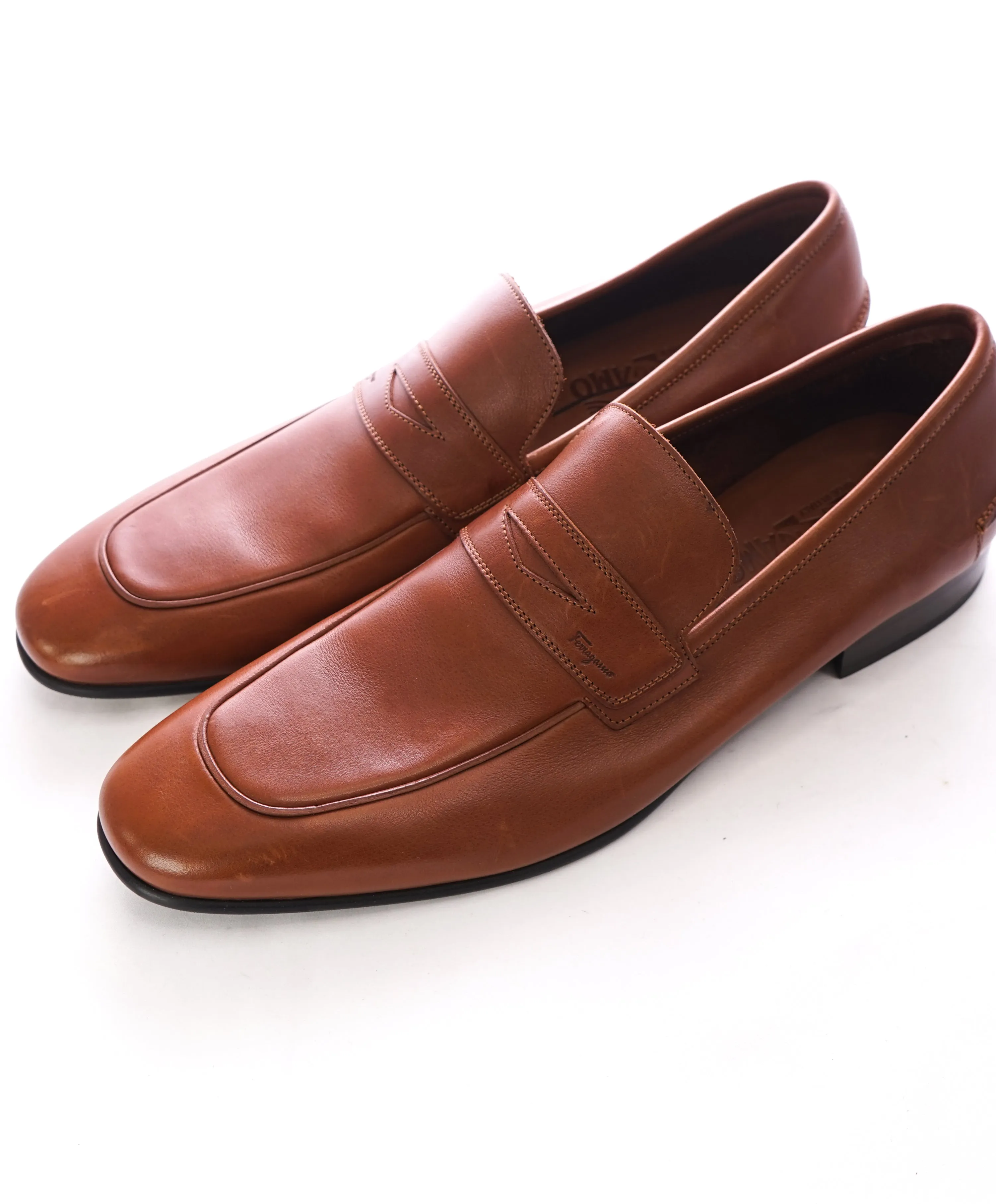 SALVATORE FERRAGAMO - Supple Leather Brown Penny Loafers Sleek Silhouette - 11.5 D