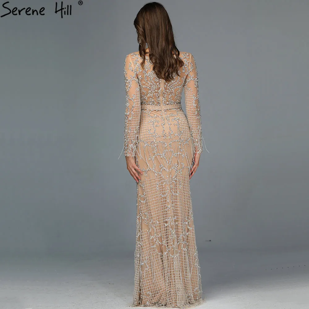 SERNE HILL Dubai Luxury Muslim Tassel Beading Long Evening Dresses Party Formal Gowns Plus Size