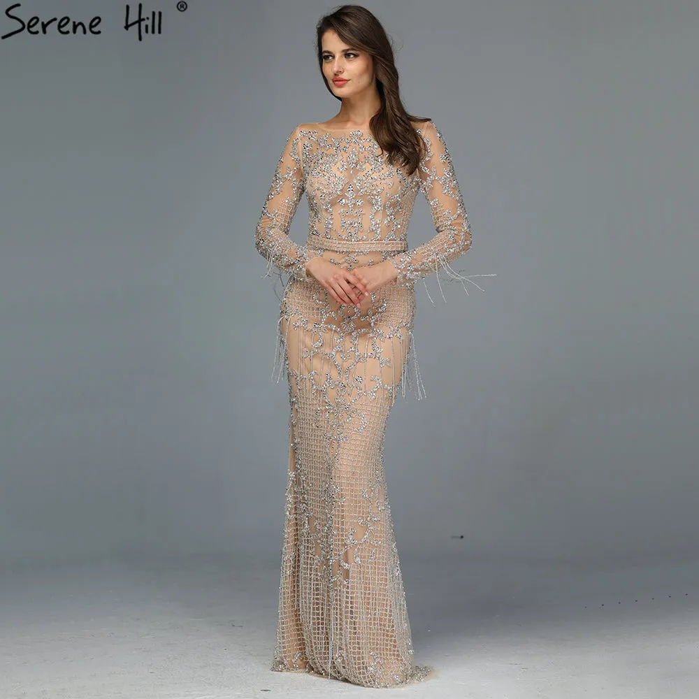 SERNE HILL Dubai Luxury Muslim Tassel Beading Long Evening Dresses Party Formal Gowns Plus Size