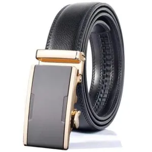Simple Embellished Alloy Automatic Buckle Wide Belt - Gray