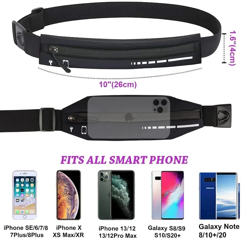 Slim Running Belt Bag, Workout Jogging Gear Accessories