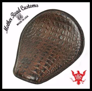 Spring Solo Seat Chopper Bobber Harley Sportster 11x14" Ant Chocolate Alligator