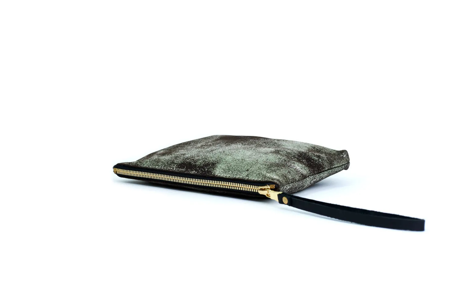 Square Leather Pouch, <BR> in Gunmetal