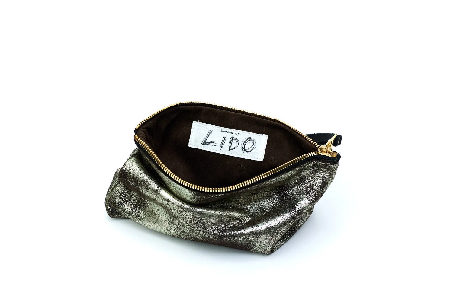 Square Leather Pouch, <BR> in Gunmetal
