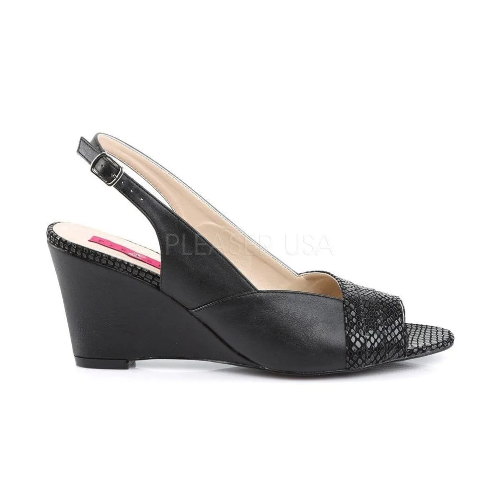 SS-KIMBERLY-01SP Wedge | Black Faux Leather