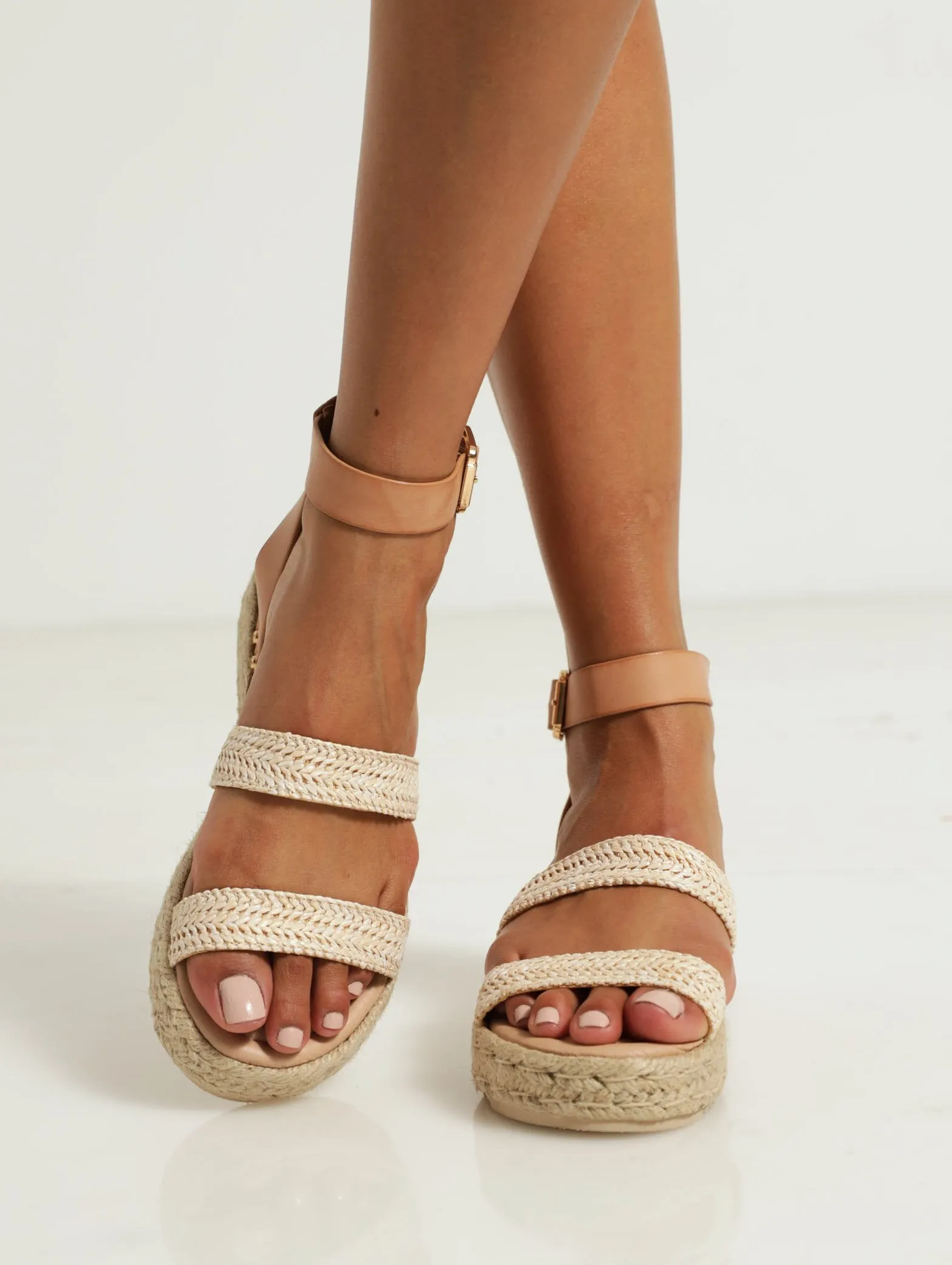 Steffi Espadrille Wedge With Ankle Strap - Nude