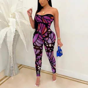 Summer Printed Sexy Bodycon Jumpsuit