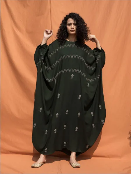 The Elizabeth- Block Printed Black Kaftan