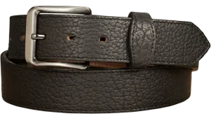 The Forester: Men's Black Stitched American Bison With Scalloped Ends Leather Belt 1.50"
