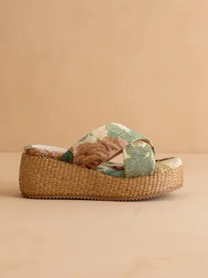 The Fresno | Floral Raffia Platform Sandal