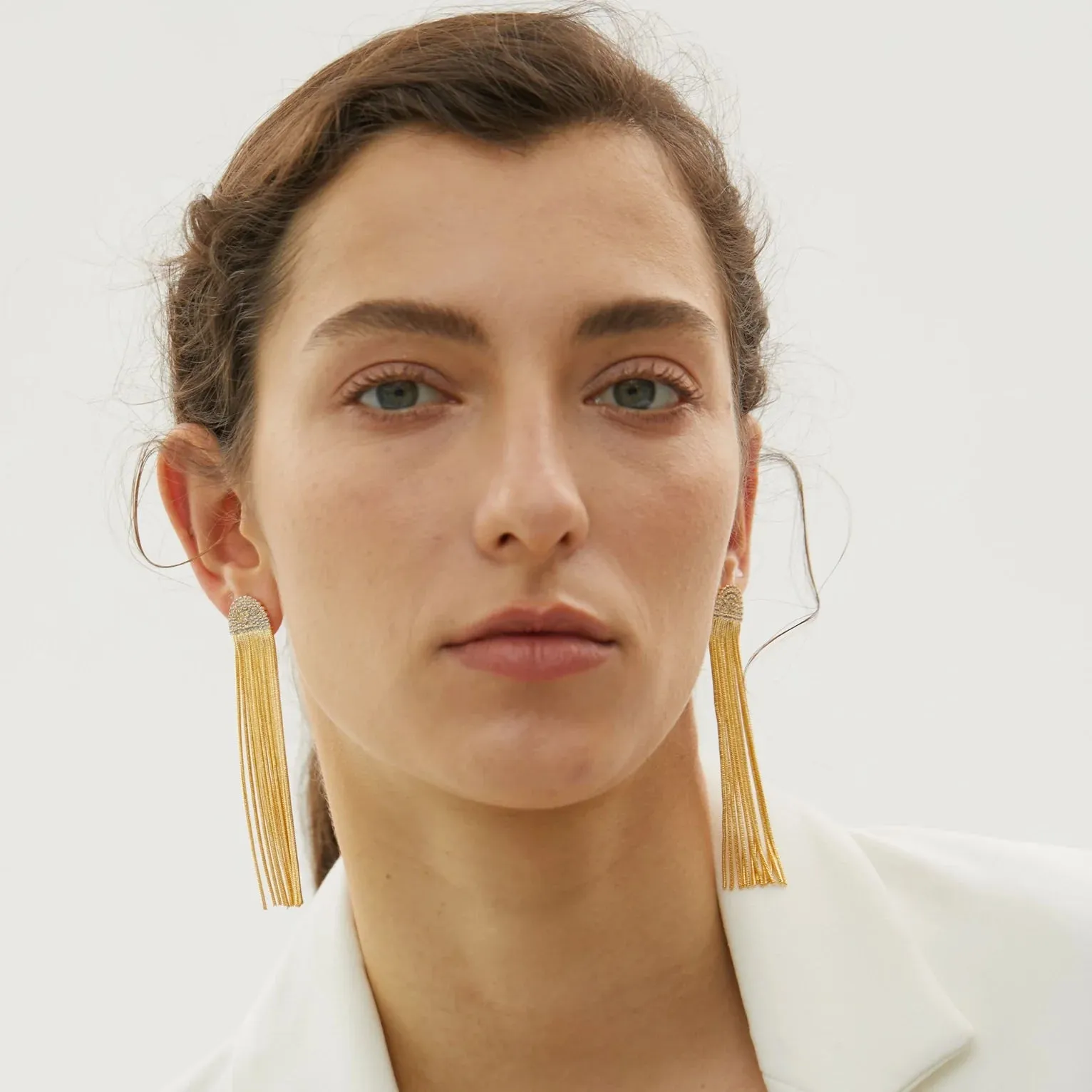 The Long Pavé Tassel Earrings