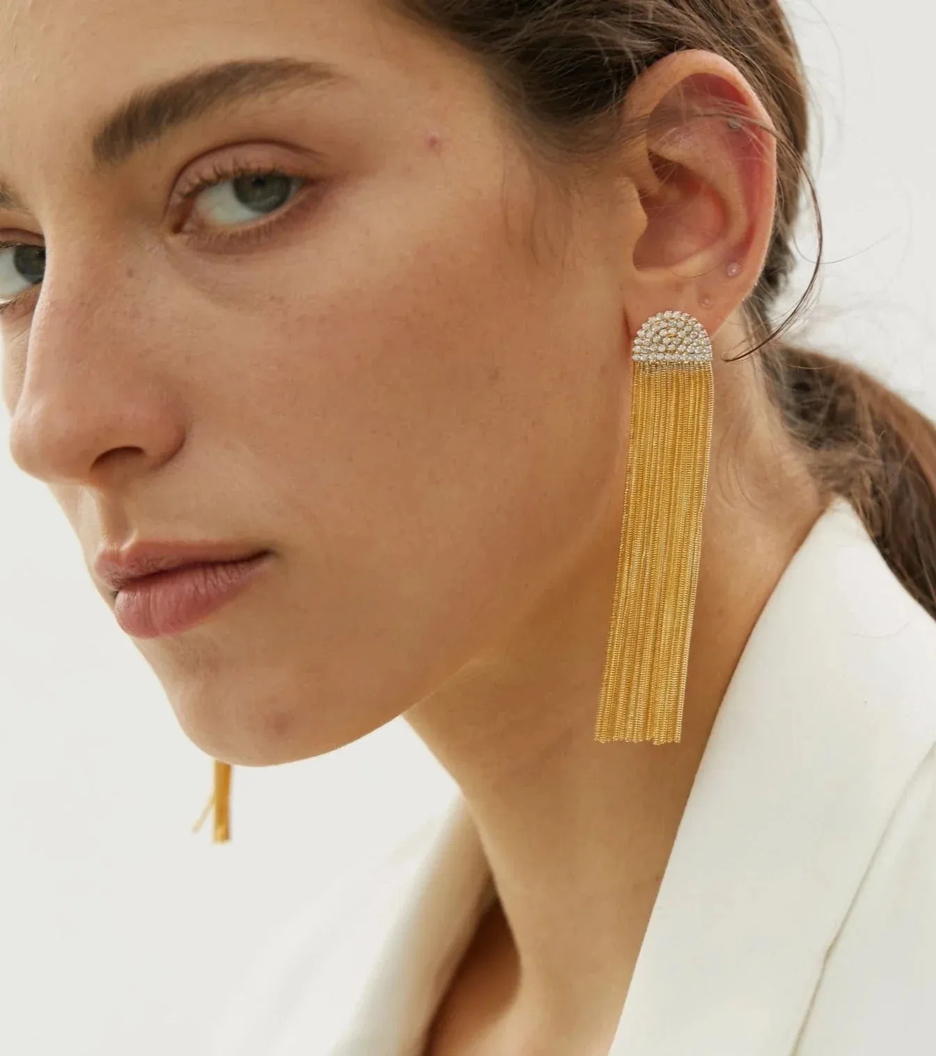 The Long Pavé Tassel Earrings