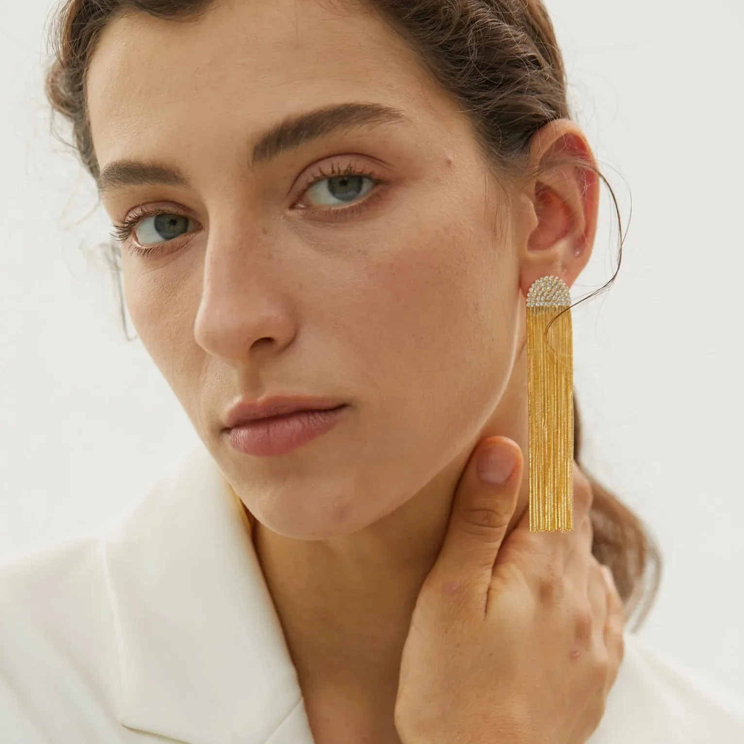 The Long Pavé Tassel Earrings