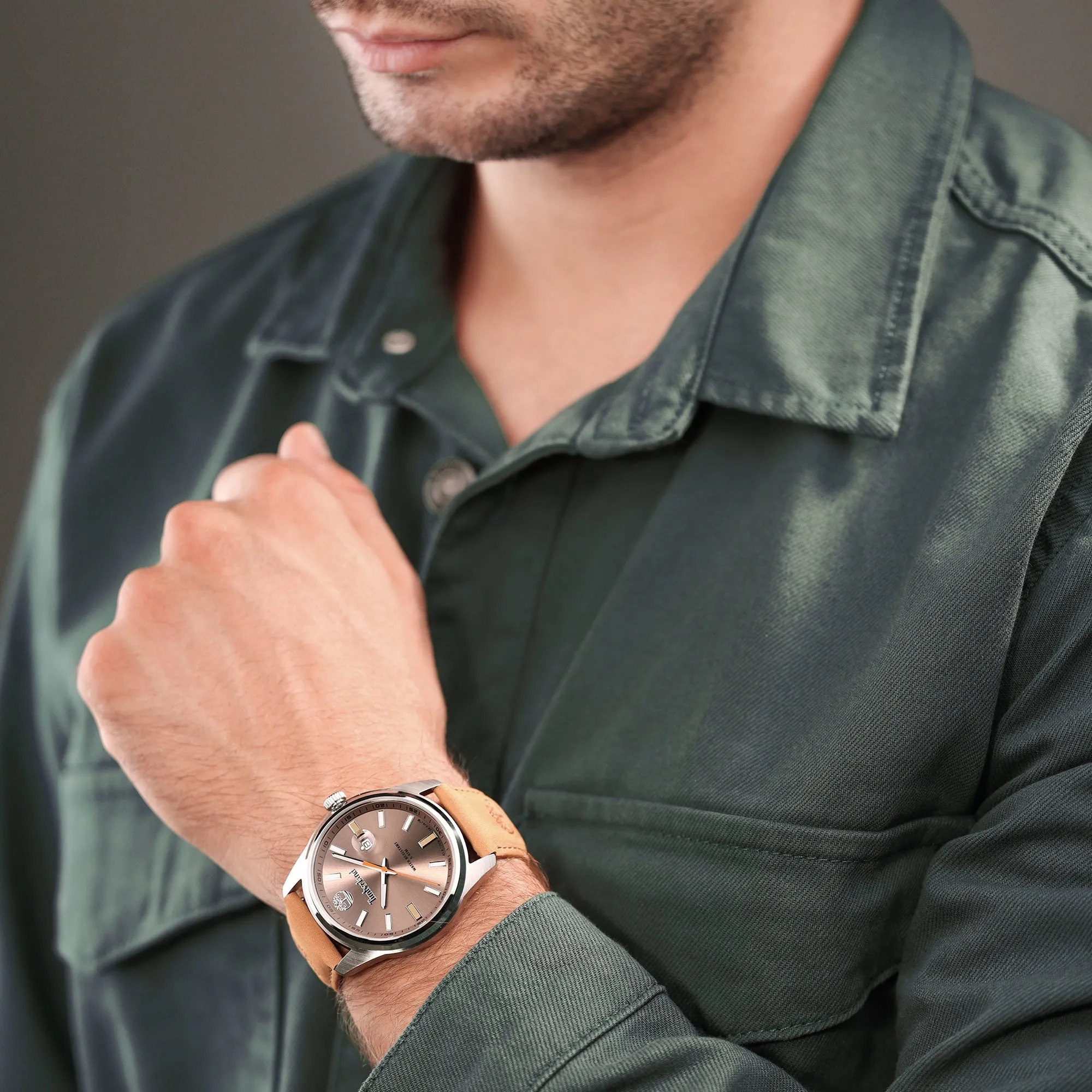 Timberland Orford Stainless Steel & Leather Strap Men's watch