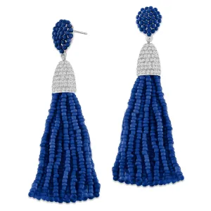 “Time to Tassel” Pave Crystals & Seed Beads Drop Earrings