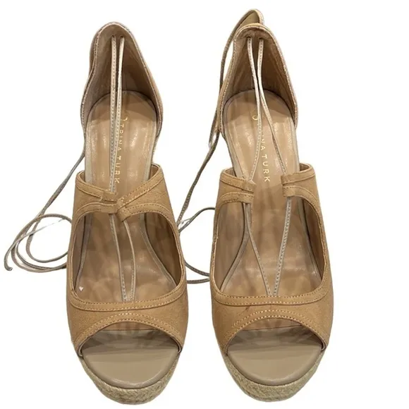 Trina Turk Lace Up wedge Espadrille Sandals Size 9 NEW