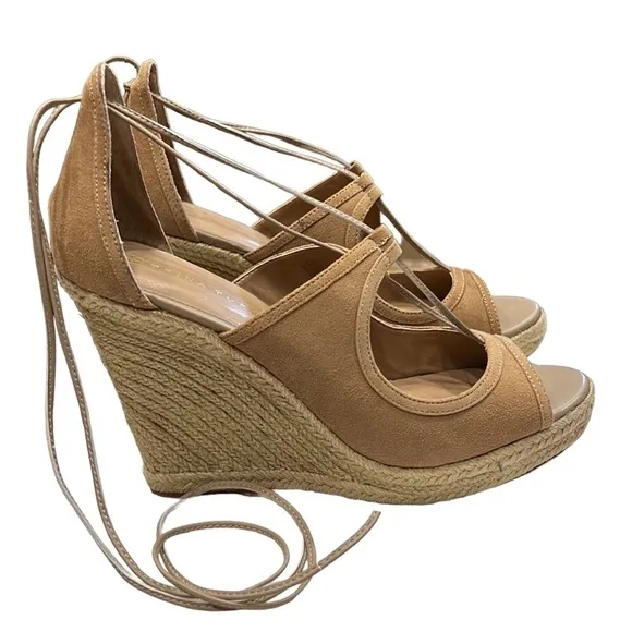 Trina Turk Lace Up wedge Espadrille Sandals Size 9 NEW